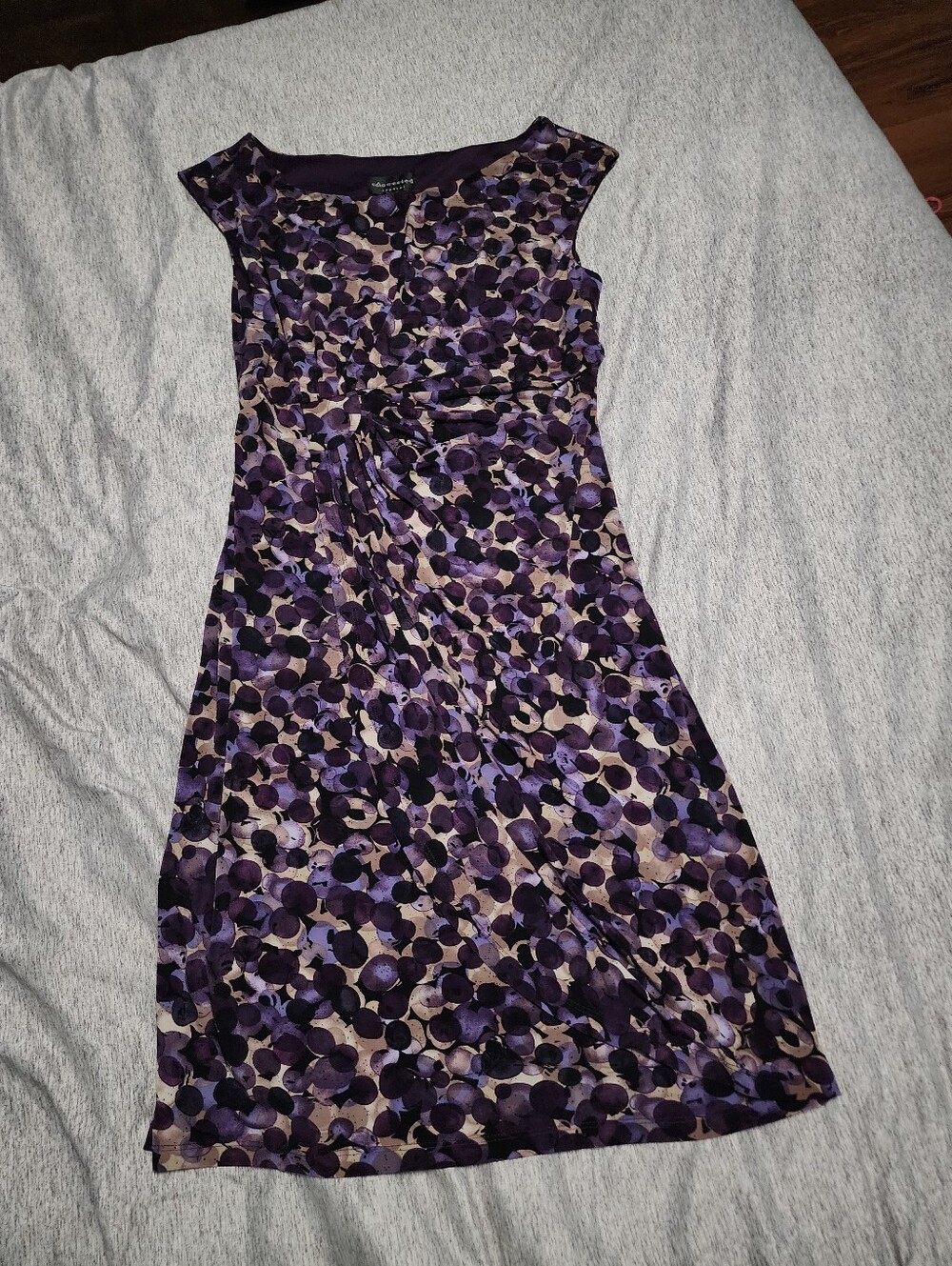 connected apparel Purple and Black Floral Midi Dress